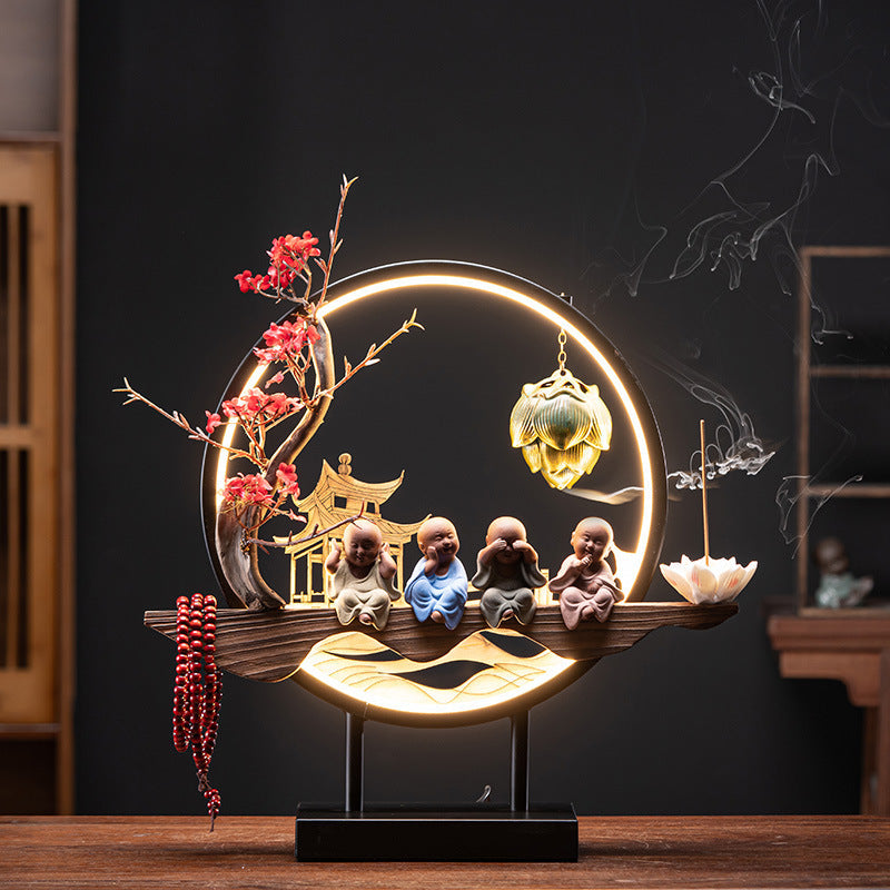 Four Wise Little Monks With LED Decoration