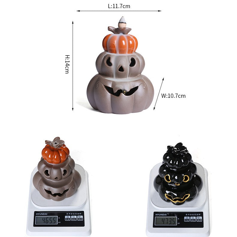 LED Lamp Pumpkin Halloween Waterfall Backflow Incense Burner