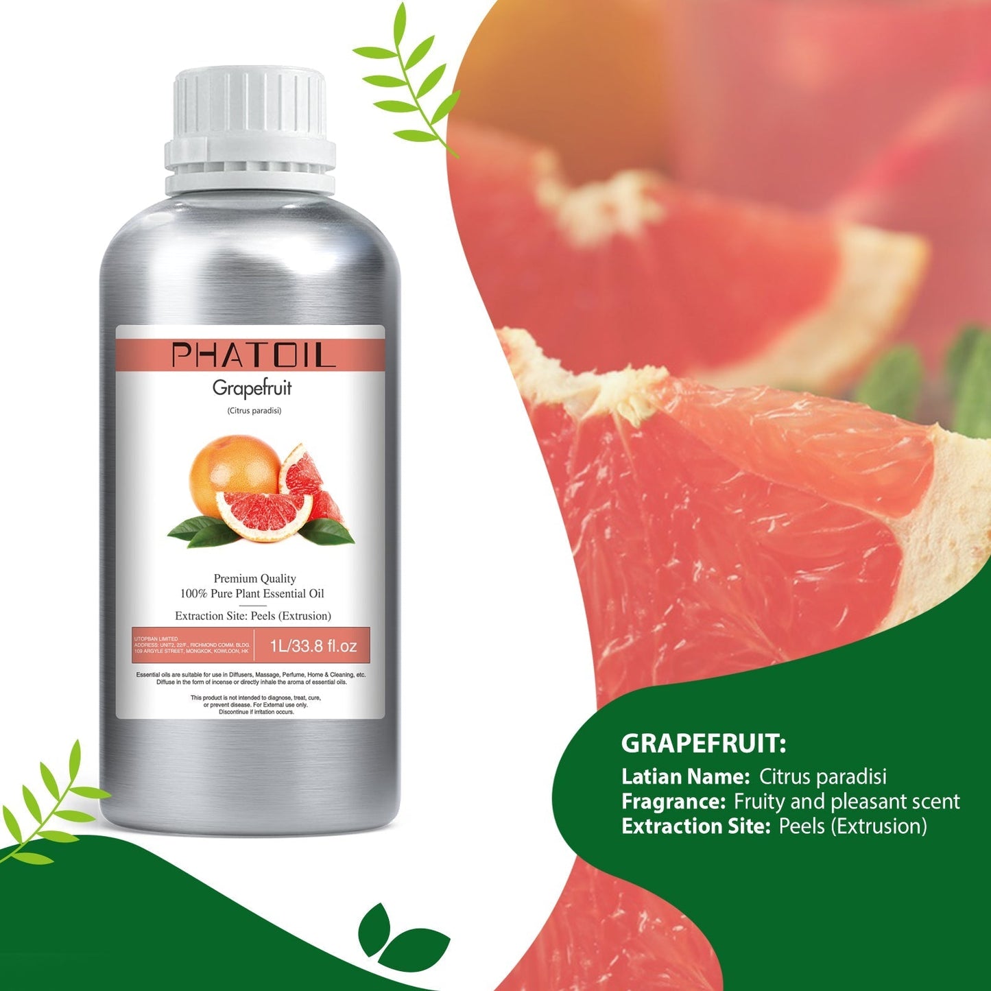 Phatoil 1000ml Pure Plant Essential Oil Fragrance With Droppers