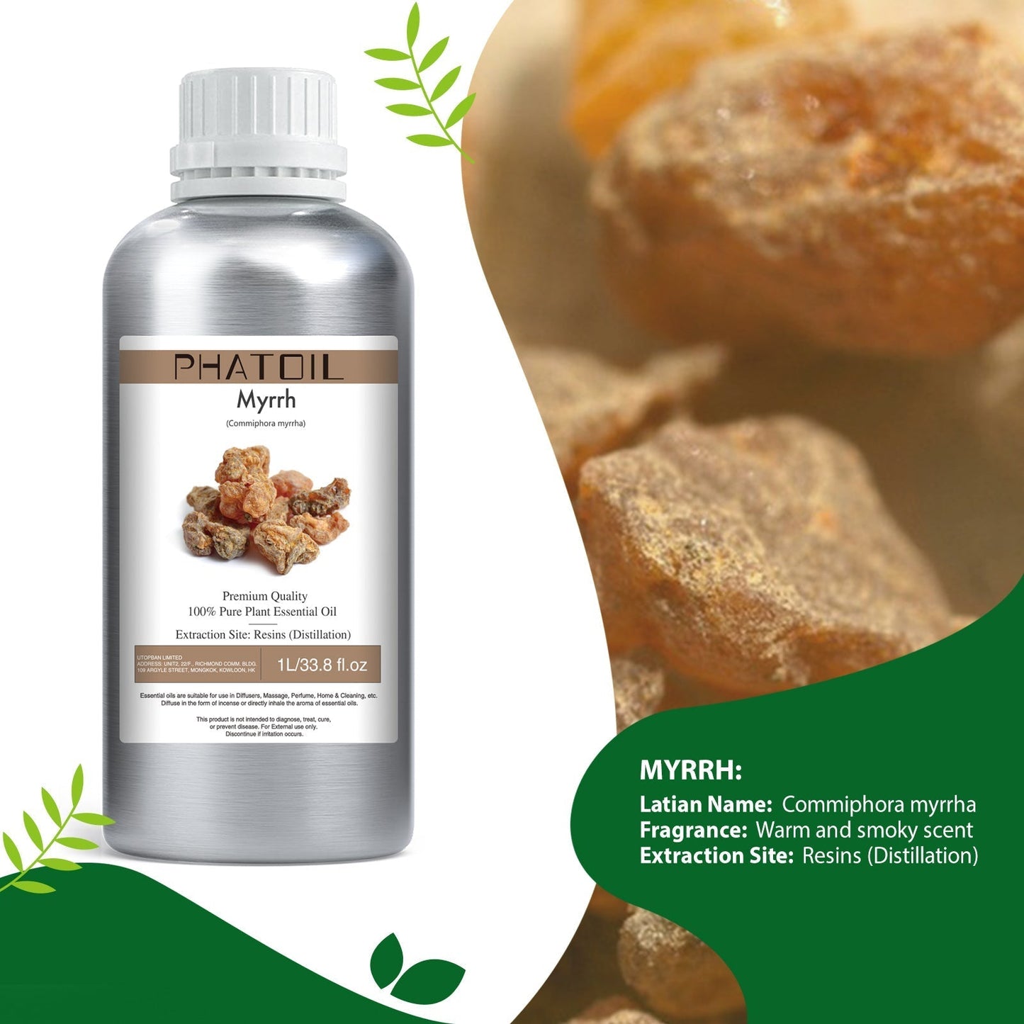 Phatoil 1000ml Pure Plant Essential Oil Fragrance With Droppers