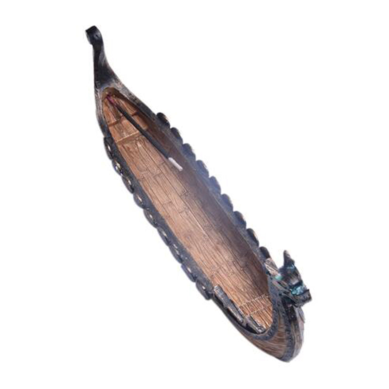 Retro Carving Viking Dragon Boat Incense Stick Holder
