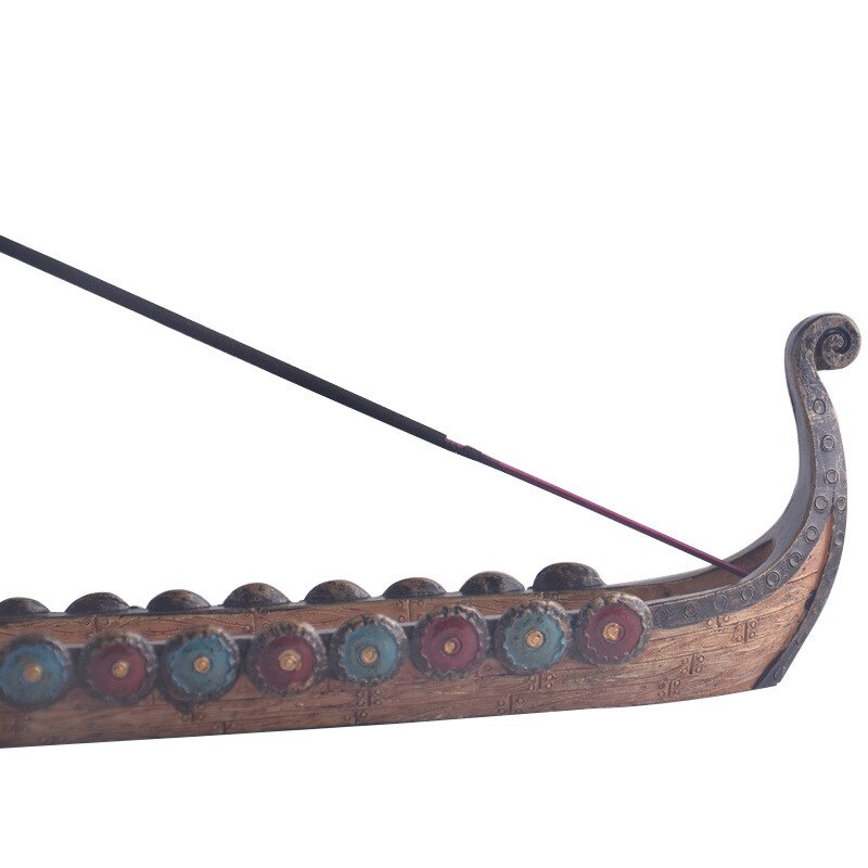 Retro Carving Viking Dragon Boat Incense Stick Holder
