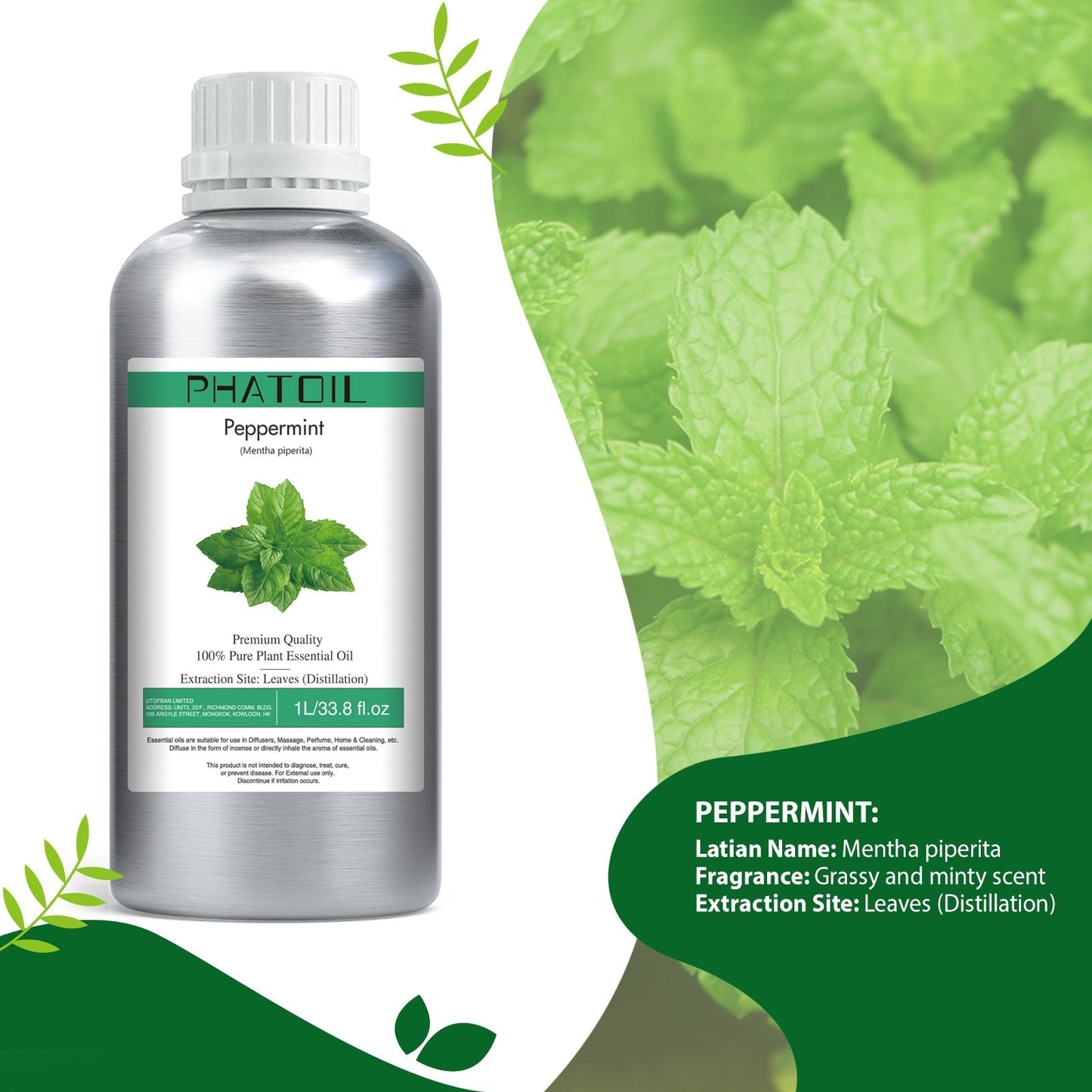Phatoil 1000ml Pure Plant Essential Oil Fragrance With Droppers