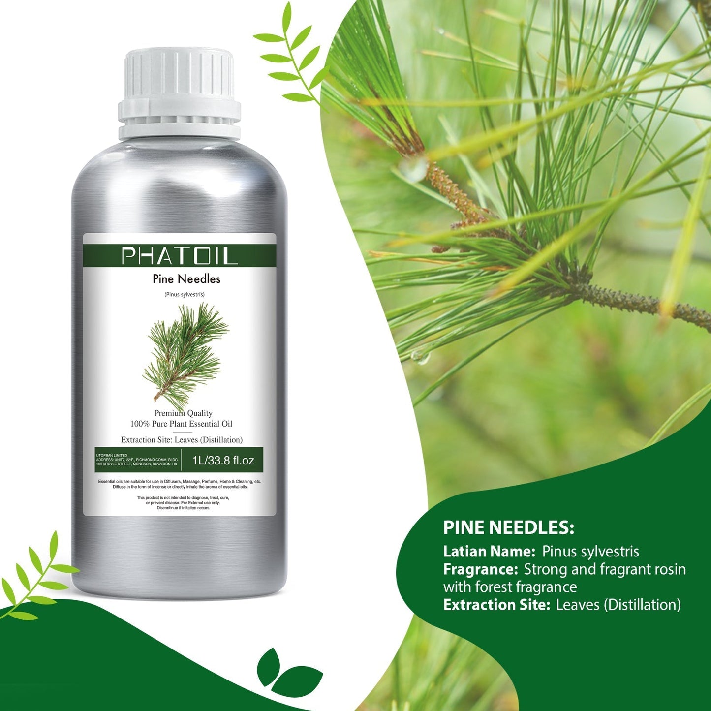 Phatoil 1000ml Pure Plant Essential Oil Fragrance With Droppers
