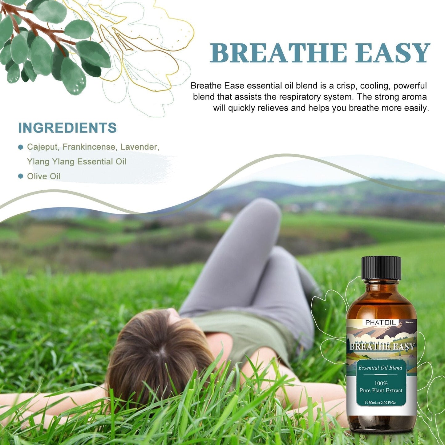 Phatoil 60ml Compound Essential Oil Pure Plant Extract With Dropper