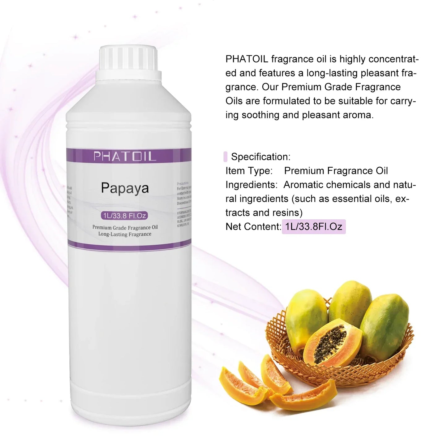 Phatoil 1000ml Fruit Fragrance Oil Perfume for Aroma Diffuser With Droppers And Roll-On Bottles