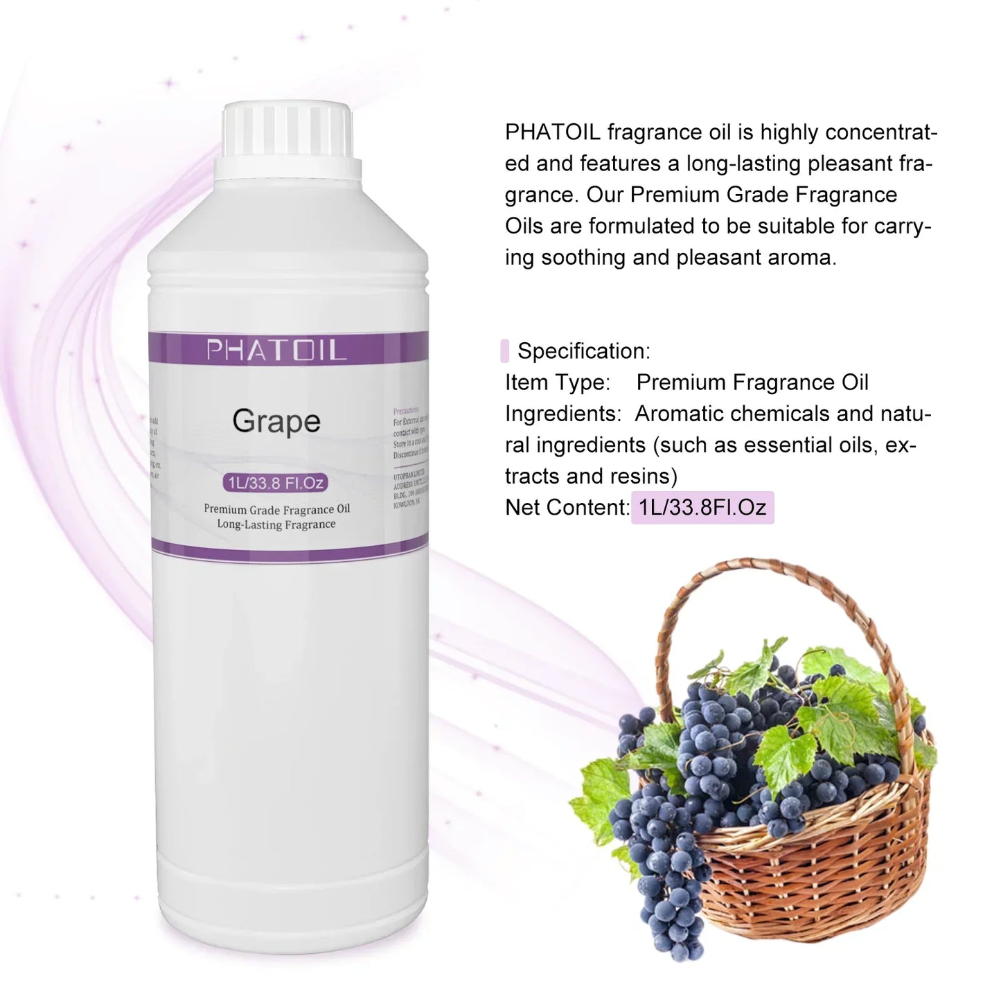 Phatoil 1000ml Fruit Fragrance Oil Perfume for Aroma Diffuser With Droppers And Roll-On Bottles