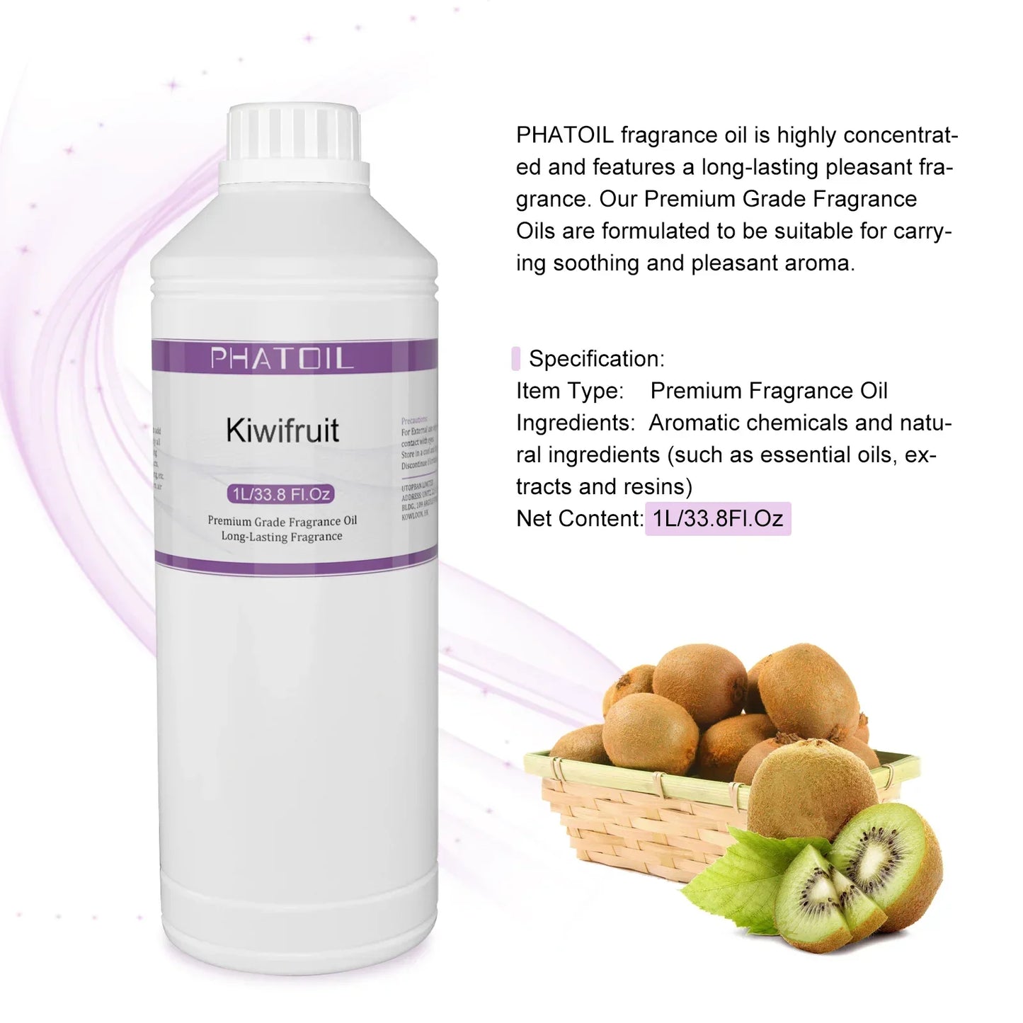 Phatoil 1000ml Fruit Fragrance Oil Perfume for Aroma Diffuser With Droppers And Roll-On Bottles