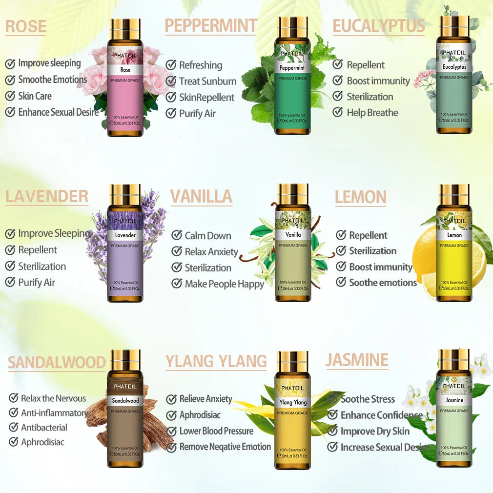 Phatoil Pure Natural Plant Extract Diary Of Essential Oils With Droppers (9 pcs)