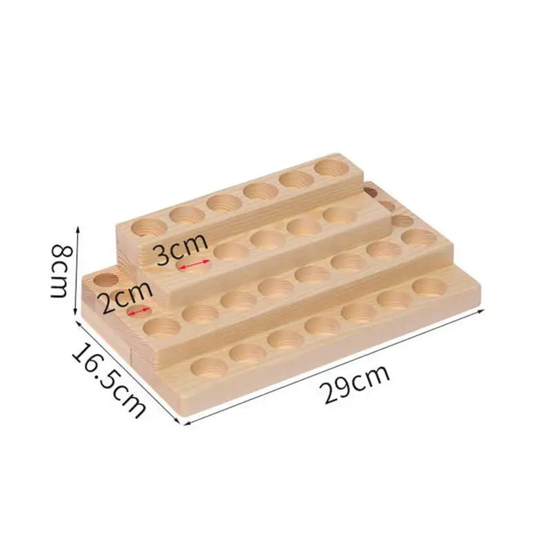 Natural Wood Essential Oil Display Stand Holder Storage Organizer For 30 Slots 5-15ml Bottles
