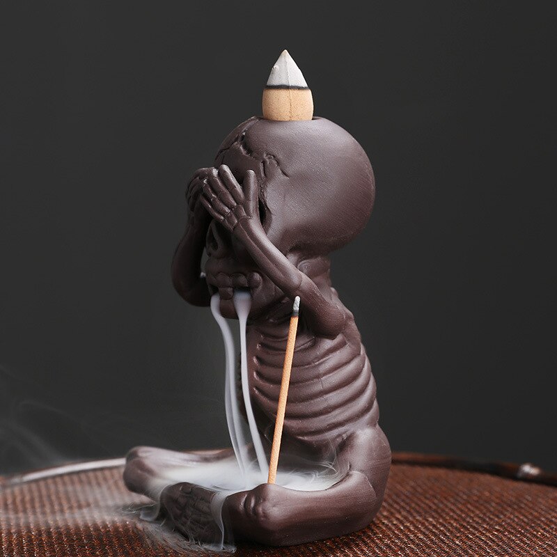 Halloween Skeleton Ceramic Backflow Incense Burner Holder