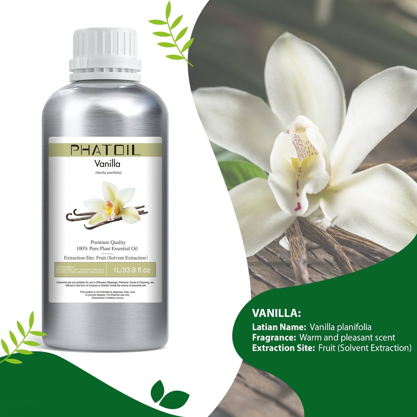 Phatoil 1000ml Pure Plant Essential Oil Fragrance With Droppers