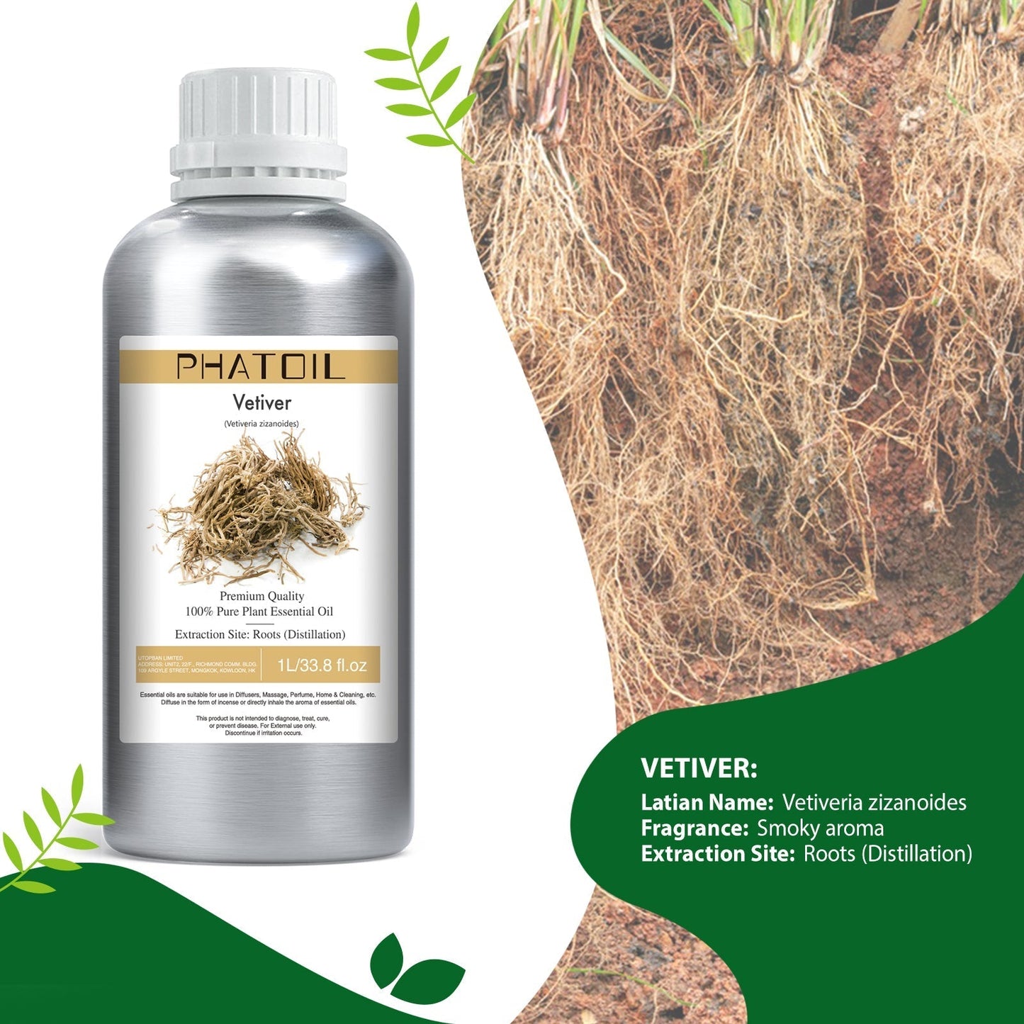 Phatoil 1000ml Pure Plant Essential Oil Fragrance With Droppers