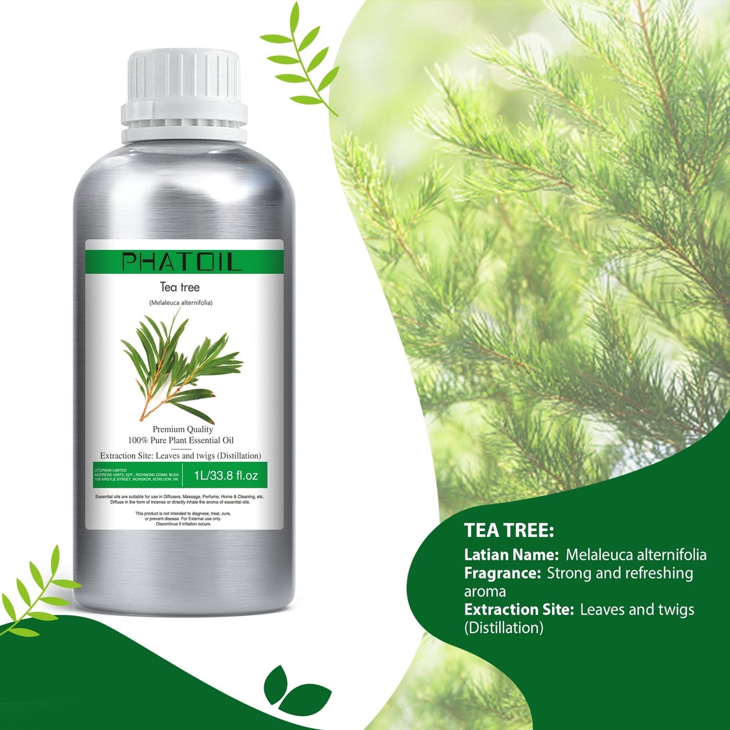 Phatoil 1000ml Pure Plant Essential Oil Fragrance With Droppers