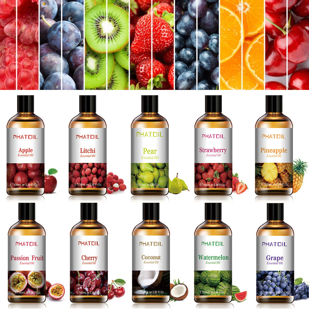 Phatoil 100ml Fruit Perfume Fragrance Oils for Aroma Diffuser With Droppers
