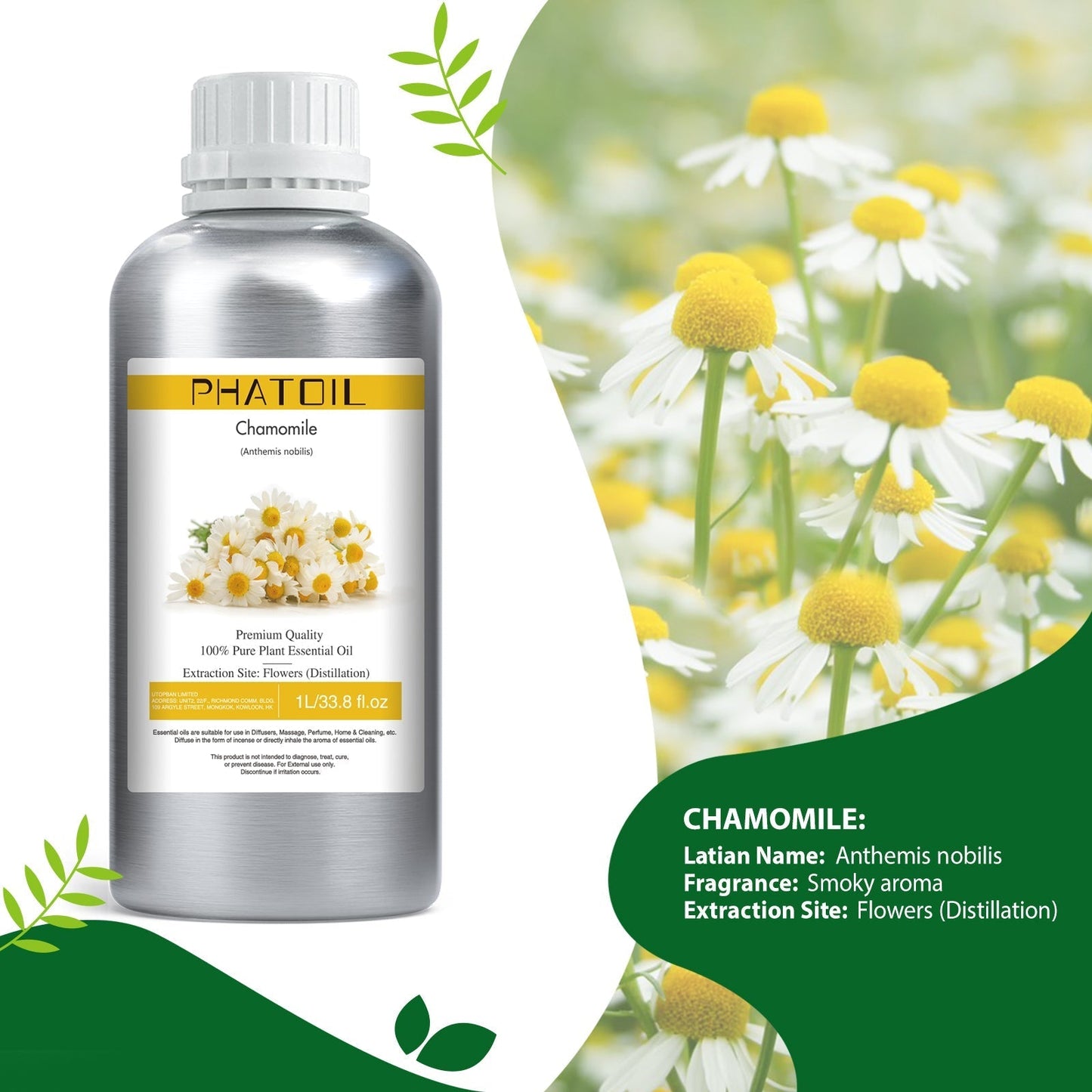 Phatoil 1000ml Pure Plant Essential Oil Fragrance With Droppers