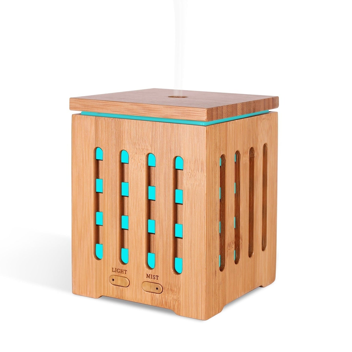 200ml Cubic Ultrasonic Bamboo Humidifier Nebulizer with 7 Color LED Lights