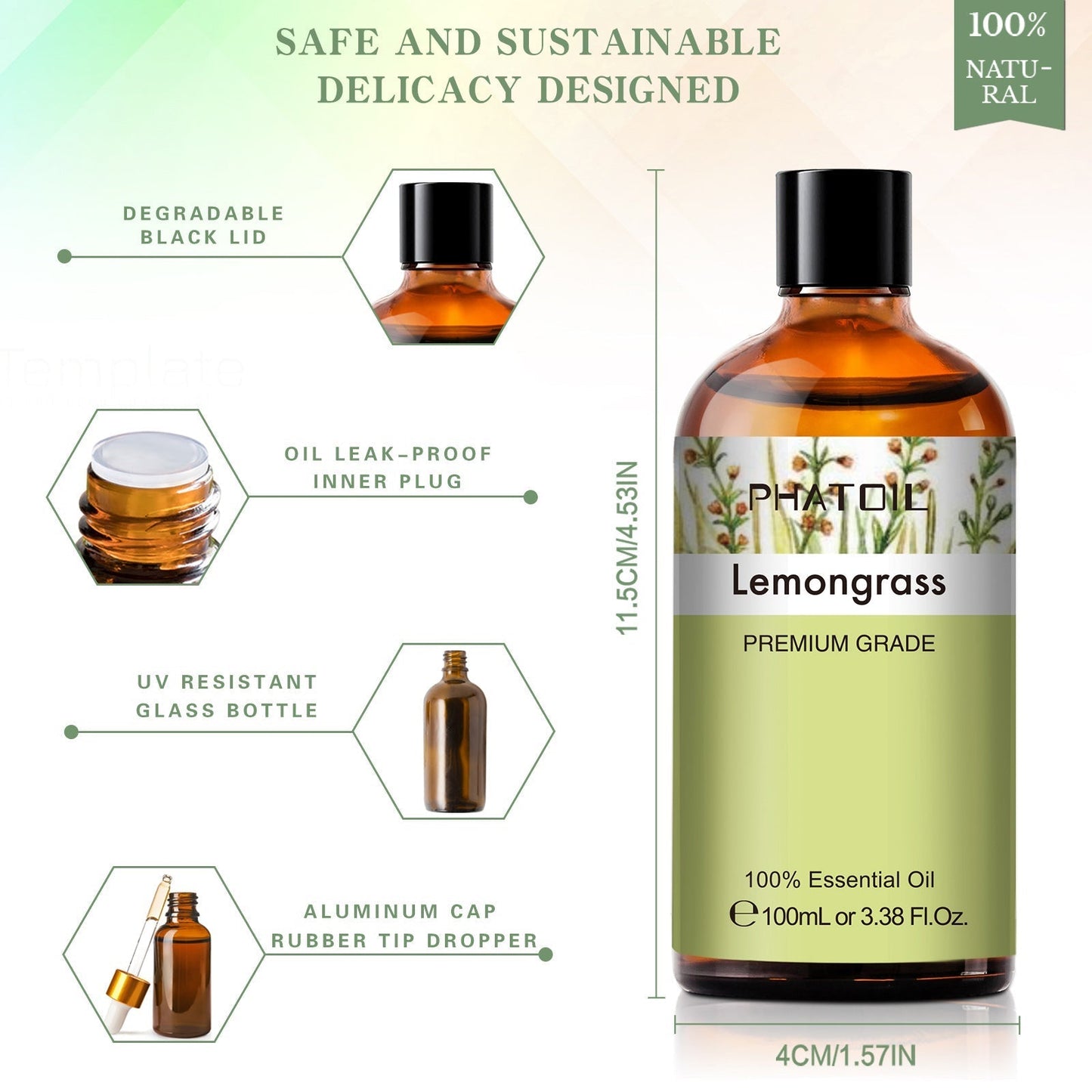 100ml Phatoil Pure Natural Essential Oil With Dropper