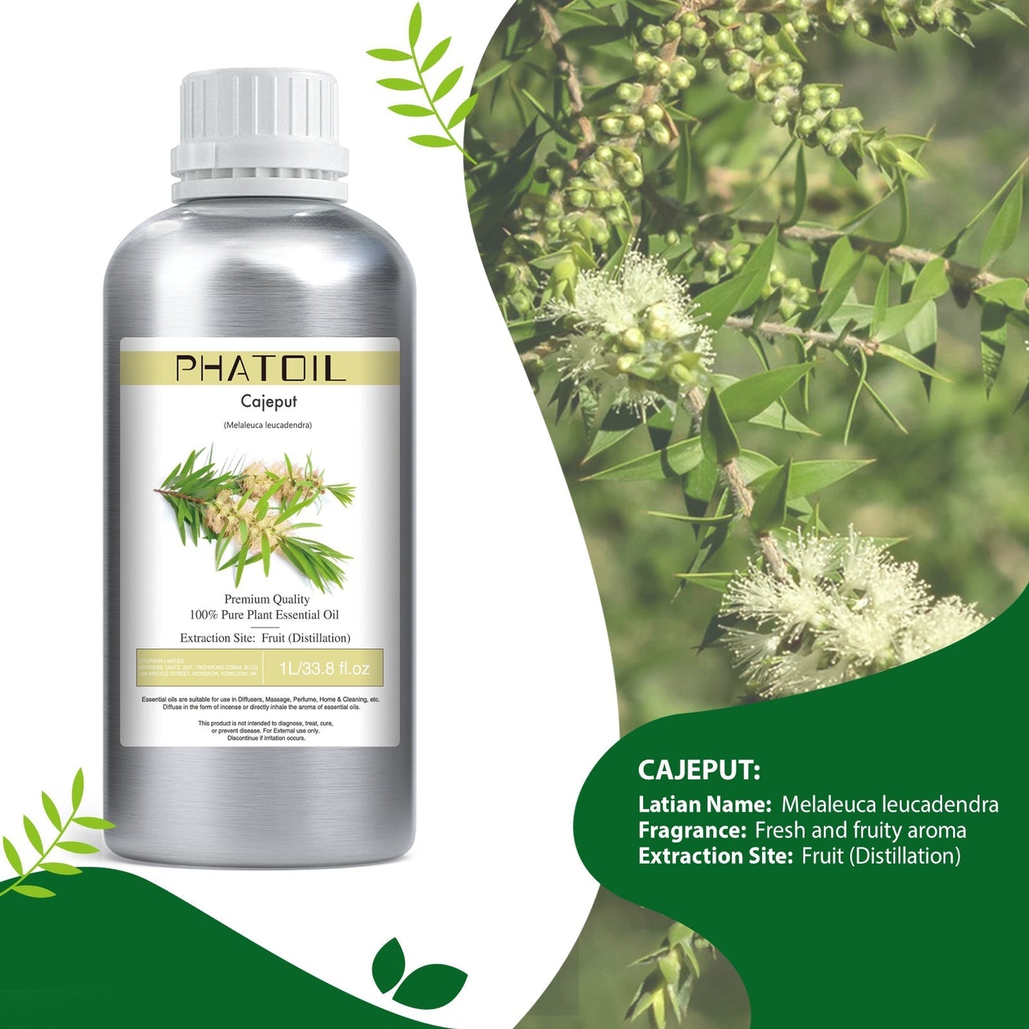 Phatoil 1000ml Pure Plant Essential Oil Fragrance With Droppers