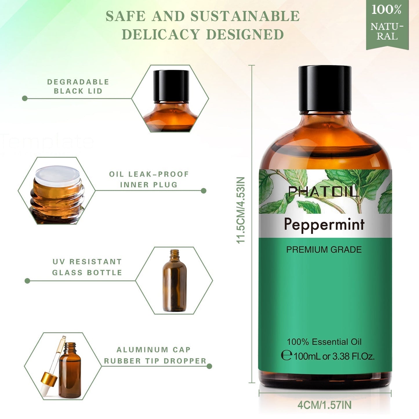 100ml Phatoil Pure Natural Essential Oil With Dropper