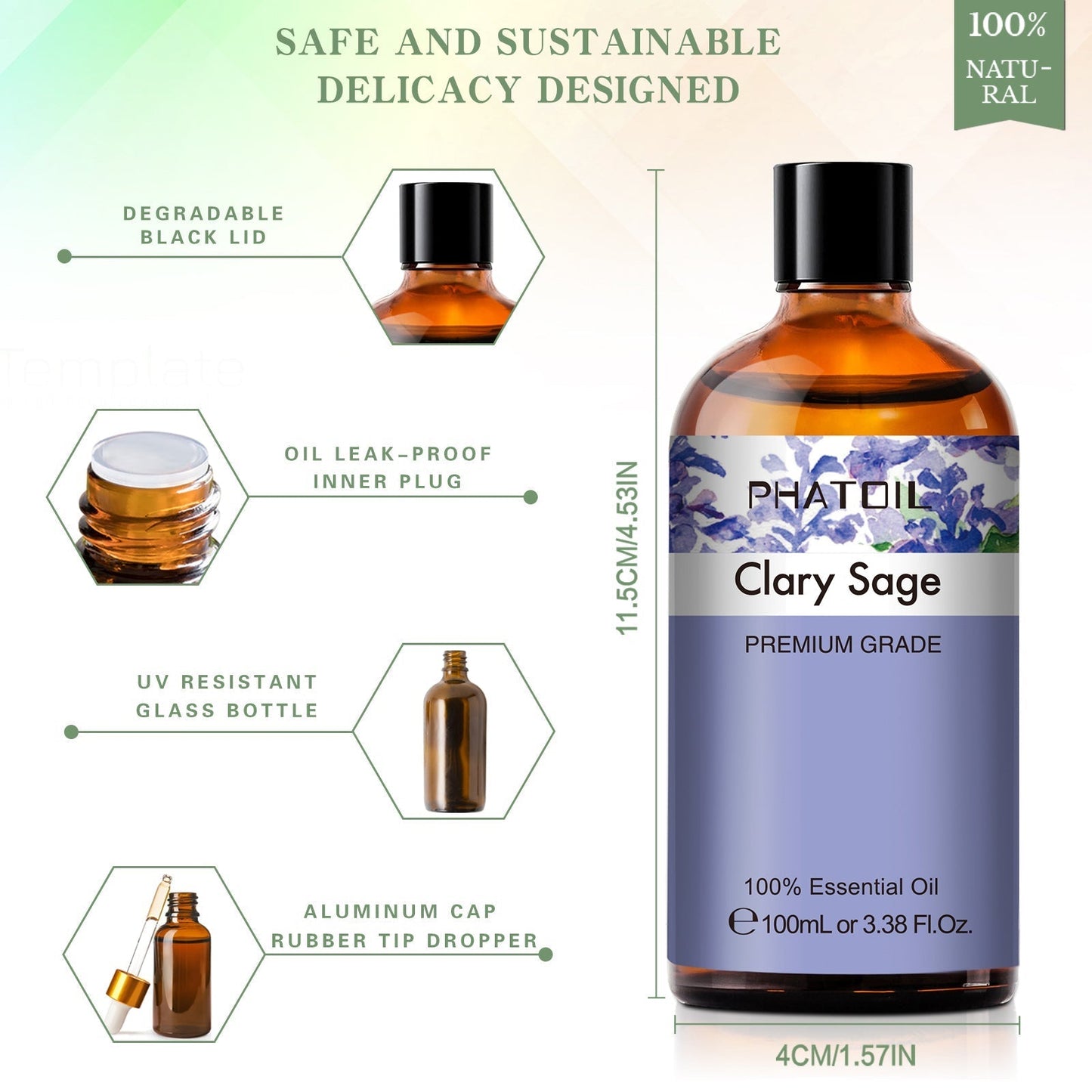 100ml Phatoil Pure Natural Essential Oil With Dropper