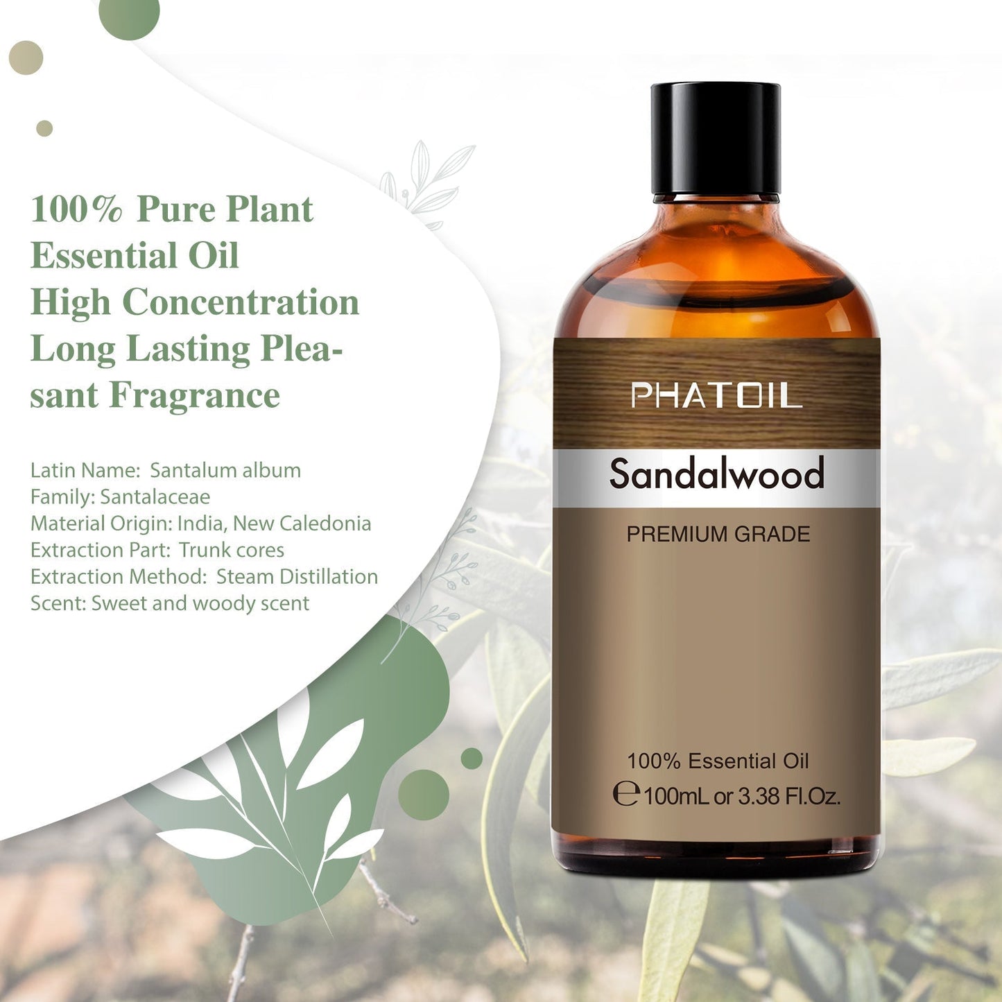 100ml Phatoil Pure Natural Essential Oil With Dropper