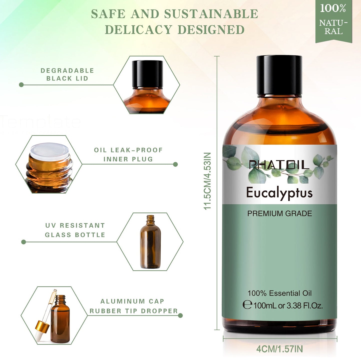 100ml Phatoil Pure Natural Essential Oil With Dropper