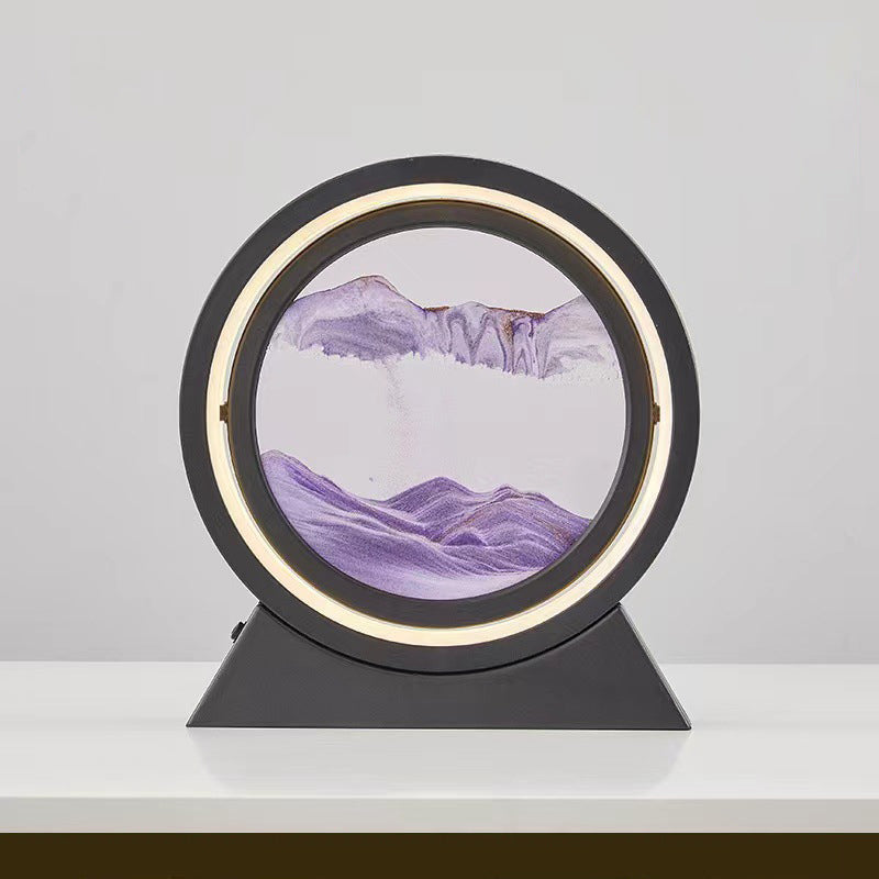 3D LED Light Round Quicksand Sand Art Table Lamp