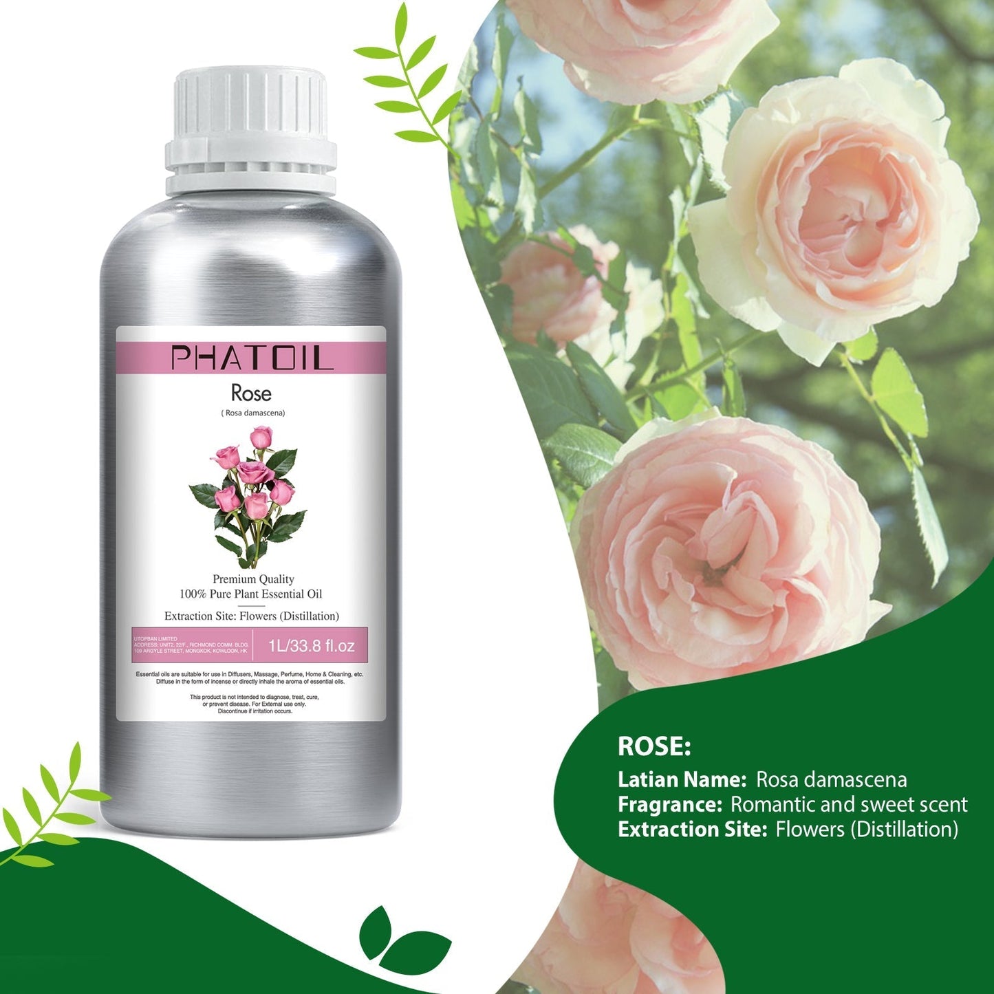 Phatoil 1000ml Pure Plant Essential Oil Fragrance With Droppers