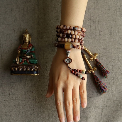 Tibetan Camel Bone 108 Mala Beads Bracelet / Necklace