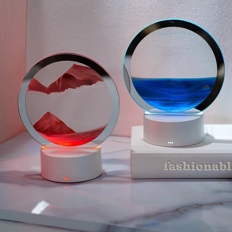 Quicksand Night Light 3D USB Table Sand Art Lamp with Touch Switch 7 Colors