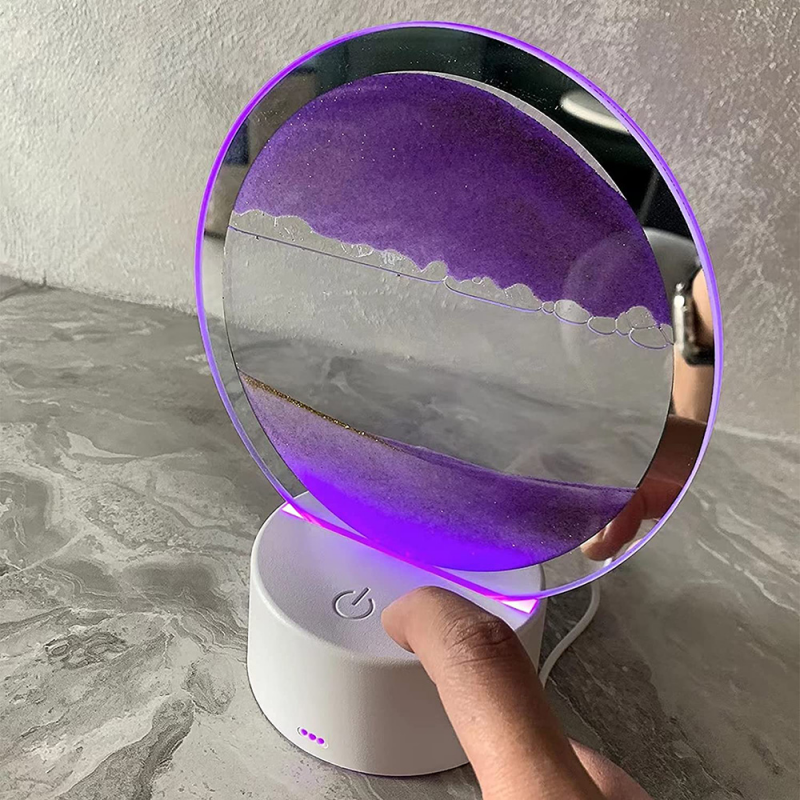 Quicksand Night Light 3D USB Table Sand Art Lamp with Touch Switch 7 Colors