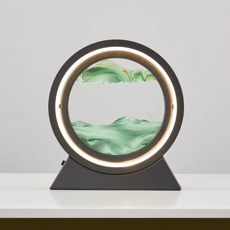 3D LED Light Round Quicksand Sand Art Table Lamp