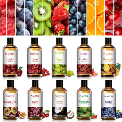 Phatoil 100ml Fruit Perfume Fragrance Oils for Aroma Diffuser With Droppers