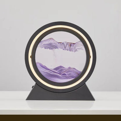 3D LED Light Round Quicksand Sand Art Table Lamp